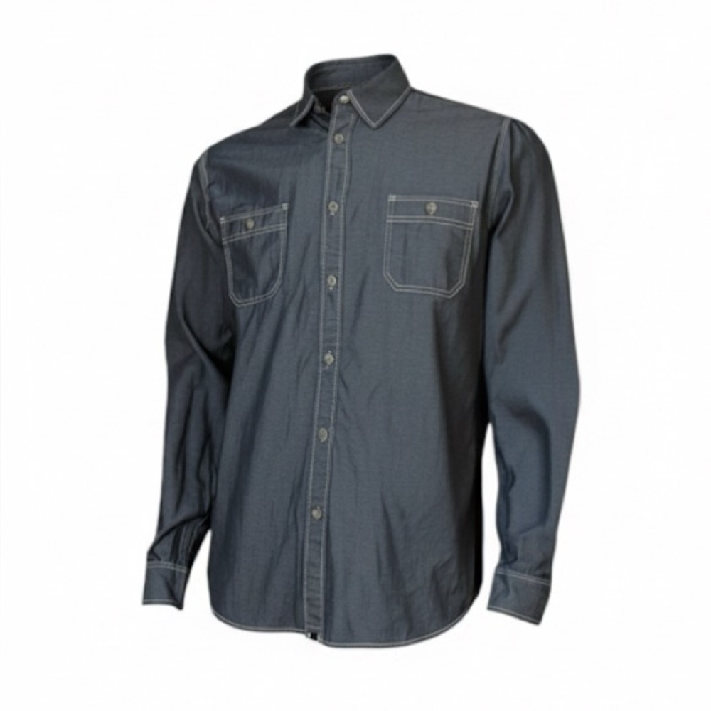 Weatherproof Men's Blue Chambray Denim Utility Button Down Shirt Size Xlarge